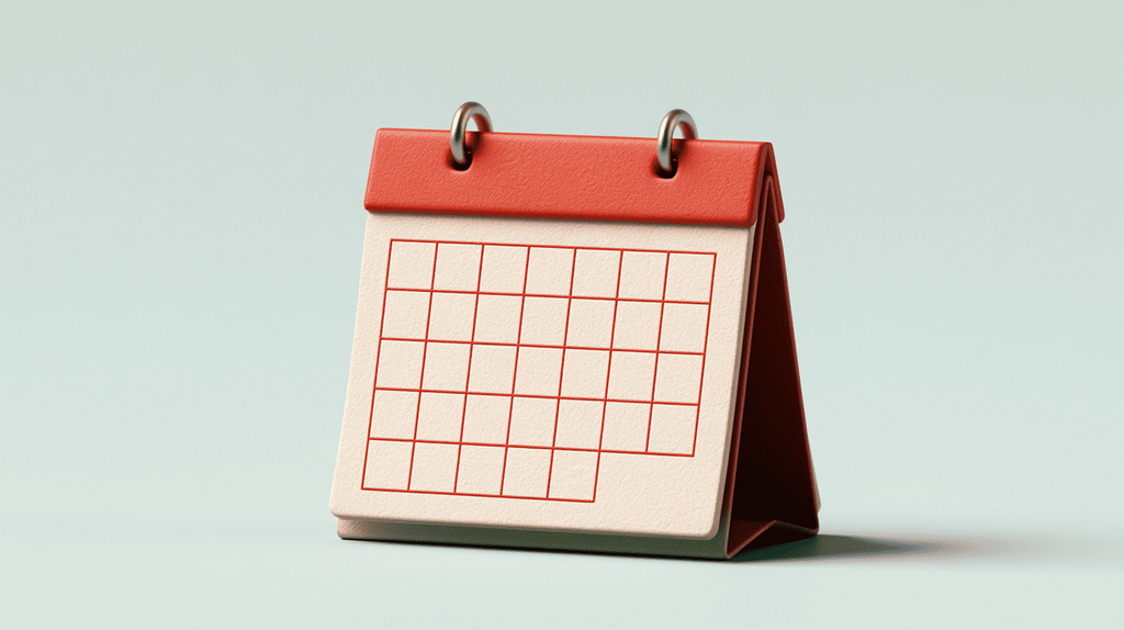 een witte kalender met rode lijnen